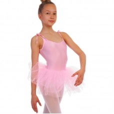 Купальник спортивний для танців зі спідницею-пачкою дитячий Zelart XL, зріст 155-165, світло-рожевий, код: CO-128_XLLP