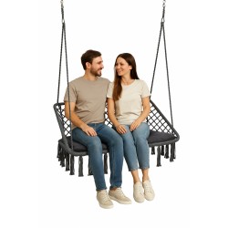 Крісло-гойдалка підвісна двомісна WCG 120 см + м’яка подушка, графітовий, код: QNSW09GR-IF Крісло-гойдалка підвісна двомісна WCG 120 см + м’яка подушка, графітовий, код: QNSW09GR-IF