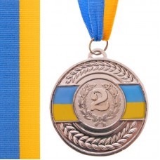 Медаль спортивна зі стрічкою PlayGame Ukraine срібло, код: C-6864_S