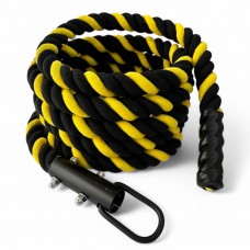 Канат для лазіння Orlins CrossFit х/б 4 м, діаметр 40 мм з кронштейном, жовто-чорний, код: RO-203