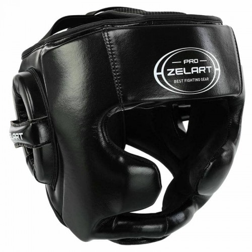 Шолом боксерський з повним захистом шкіряний Zelart XL, чорний, код: BO-4017_XLBK