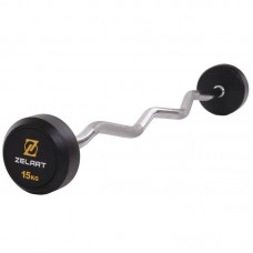 Штанга фіксована вигнута обрезиненная Zelart Rubber Coated Barbell 15 кг, код: TA-2687-15-S52