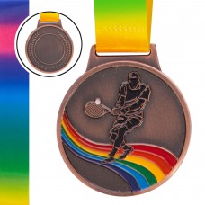 Медаль спортивна зі стрічкою кольорова PlayGame Великий Теніс d-65 мм бронза, код: C-0338_B
