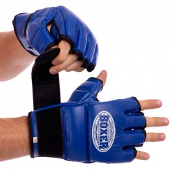 Рукавички для змішаних єдиноборств MMA Boxer шкіряні L, синій, код: 5020_LBL