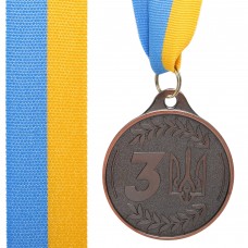 Медаль спортивна зі стрічкою PlayGame Ukraine d-65 мм, бронзовий, код: C-9293_B