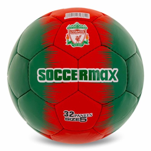 М"яч футбольний Soccermax Liverpool №5 PU, зелений-червоний, код: FB-0047-822-S52