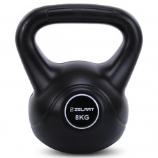 Гиря тренувальна цільна пластикова Zelart 8кг, чорний, код: TA-5427-8-S52 Гиря тренувальна цільна пластикова Zelart 8кг, чорний, код: TA-5427-8-S52