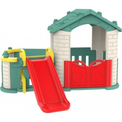 Садовий будиночок 3в1 для дітей Ramiz зелений дах + гірка + сад з огорожею, код: ZOG.CHD-803G-IN