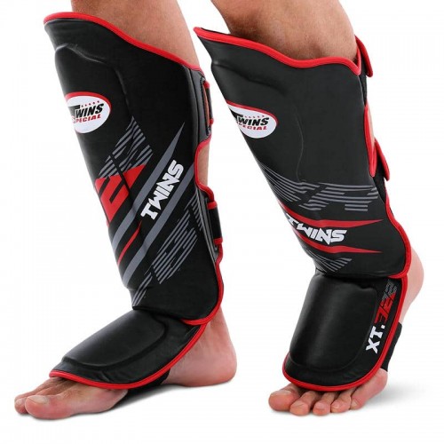 Захист гомілки та стопи для єдиноборств Twins L, чорний-червоний, код: BO-5086_LR