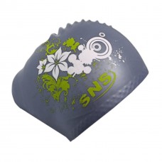 Шапочка для плавання SNS для довгого волосся KW-3Ч black flowers, чорний, код: 11347-SNS