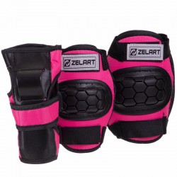 Комплект захисту Zelart M (8-12 років) рожевий, код: SK-2378_MP