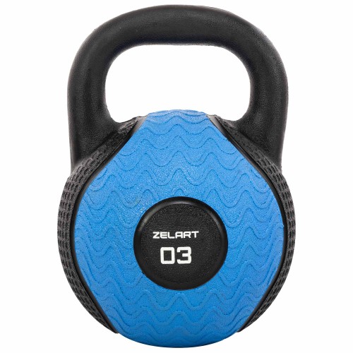 Гиря тренувальна цільна гумова Zelart 3кг, чорний, код: TA-4757-3
