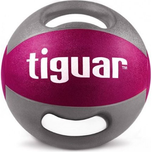 Медичний м"яч Tiguar тигуар з ручками 5 кг, сірий-рожевий, код: M-4979617-IN