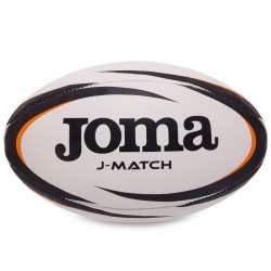 М"яч для регбі Joma J-MATCH №5 чорний-білий-помаранчевий, код: 400742-201