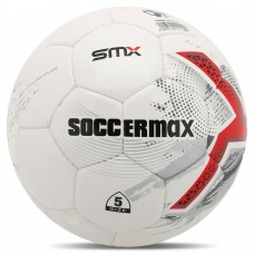 М"яч футбольний Soccermax №5 PU, білий-червоний, код: FB-4195_WR