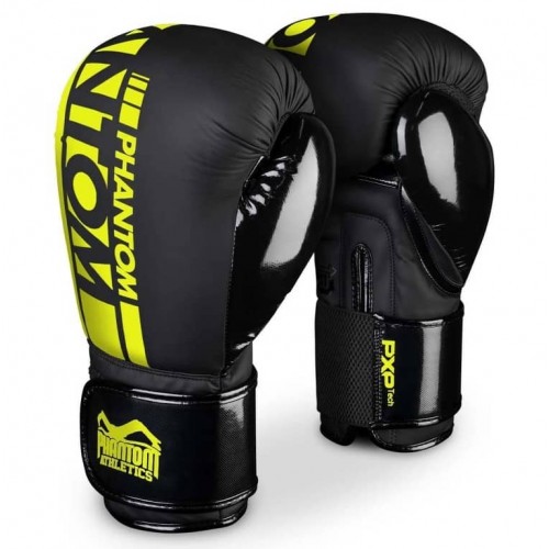 Рукавички боксерські Phantom Apex Elastic Neon Black/Yellow, 12 унцій, код: PHBG2300-12