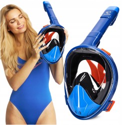 Маска для снорклінгу зі складною трубкою Tsunami S/M повнолицьова, синій, код: P-5905973405454