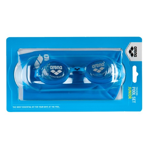 Комплект дитячий (окуляри+шапочка) Arena Pool JR Set блакитний-білий, код: 3468334661354 Комплект дитячий (окуляри+шапочка) Arena Pool JR Set блакитний-білий, код: 3468334661354