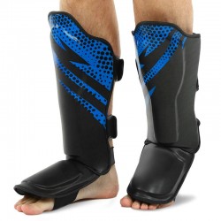 Захист гомілки та стопи Муай Тай, ММА, Кікбоксинг FitBox M, чорний-синій, код: BO-4997_MBL