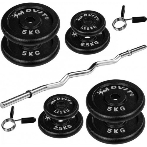 Штанга Movit Profi 120 см, 35 ​​кг, пружинний замок, код: M-10162773-IN