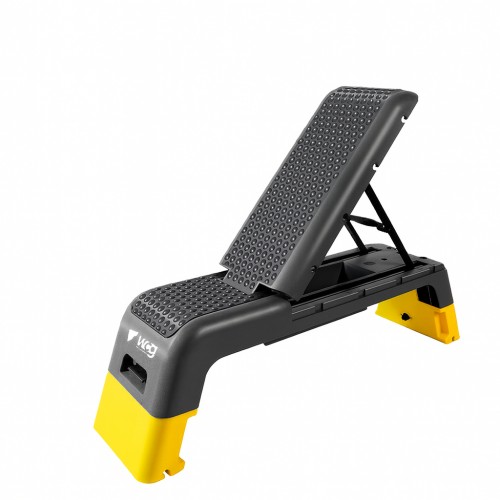 Степ-платформа з регульованою спинкою WCG Pro + еспандери, чорний-жовтий, код: WCG Pro2/1-IF
