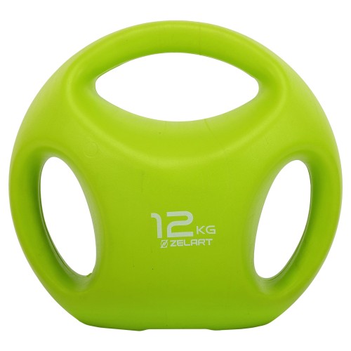 Гиря цільна пластикова PE з потрійним хватом Zelart 12кг, салатовий, код: TA-2670-12-S52