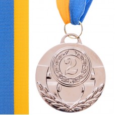 Медаль спортивна зі стрічкою PlayGame Aim срібна, код: C-4842_S-S52