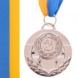 Медаль спортивна зі стрічкою PlayGame Aim срібна, код: C-4842_S-S52