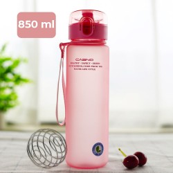 Пляшка для води Casno 850 мл + металевий вінчик, рожева, код: KXN-1183_Pink