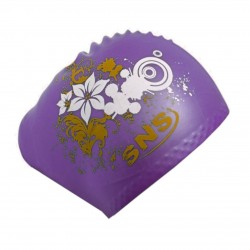 Шапочка для плавання SNS для довгого волосся KW-3Ф purple flowers, фіолетовий, код: 11346-SNS