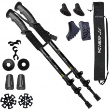 Трекінгові палиці PowerPlay Fika Black/Yellow 60-135 см (пара) + 2-ві пари чобітків + чохол, код: PP_9109_Fika_Bl/Yellow Трекінгові палиці PowerPlay Fika Black/Yellow 60-135 см (пара) + 2-ві пари чобітків + чохол, код: PP_9109_Fika_Bl/Yellow