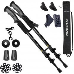 Трекінгові палиці PowerPlay Fika Black/Yellow 60-135 см (пара) + 2-ві пари чобітків + чохол, код: PP_9109_Fika_Bl/Yellow Трекінгові палиці PowerPlay Fika Black/Yellow 60-135 см (пара) + 2-ві пари чобітків + чохол, код: PP_9109_Fika_Bl/Yellow