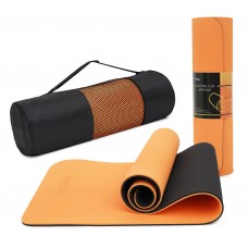 Килимок для йоги та фітнесу Cornix TPE 1830x610x10 мм, помаранчевий-чорний, код: XR-0091