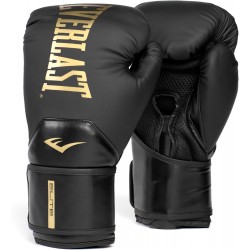 Боксерські рукавиці Everlast Elite 2 Boxing Gloves 16 унцій, чорний-золотий, код: 009283623739