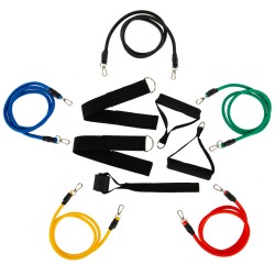 Еспандер багатофункціональний для фітнесу 5 джгутів FitGo у чохлі, різнокольоровий, код: JT-003-S52 Еспандер багатофункціональний для фітнесу 5 джгутів FitGo у чохлі, різнокольоровий, код: JT-003-S52