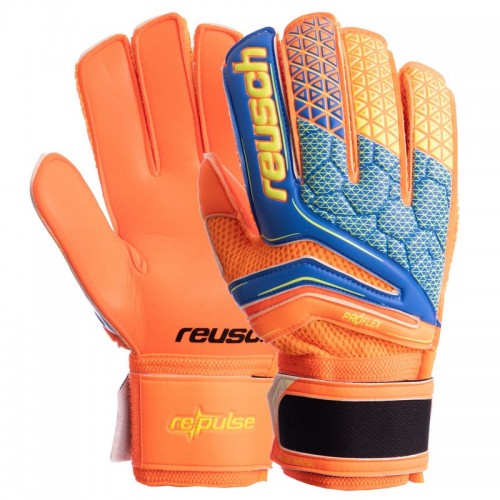 Рукавички воротарські із захистом пальців Reusch, розмір 9, лимонний-помаранчевий, код: FB-915A_9YOR