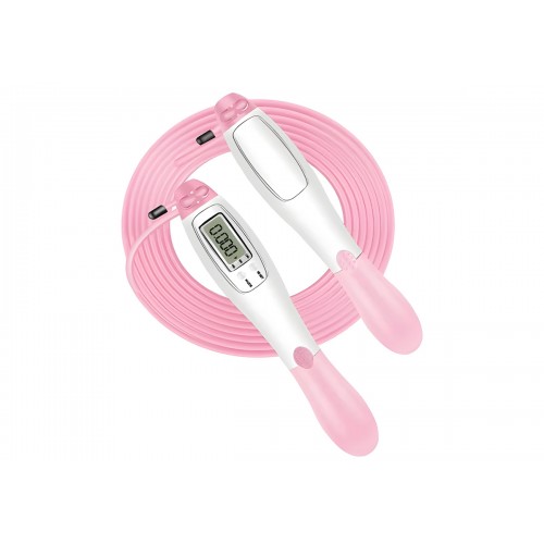 Швидкісна скакалка з лічильником EasyFit білий-рожевий, код: EF-1916-WP