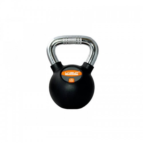 Гиря LiveUp Rubber Kettel Dumbell 16 кг, чорний, код: 6951376138757