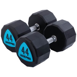 Гантелі цільні професійні з поліуретановим покриттям LiveUp 2х44кг, чорний-синій, код: LP8003-44-S52