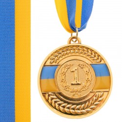 Медаль спортивна зі стрічкою PlayGame Ukraine золотая, код: C-6865_G