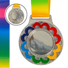 Заготівля медалі спортивної зі стрічкою кольорова PlayGame 65 мм, срібний, код: C-0347_S