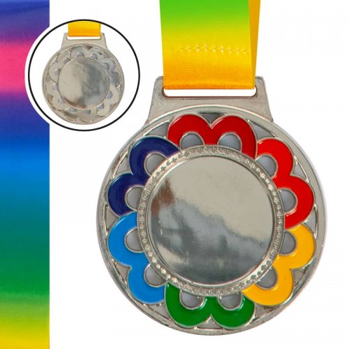 Заготівля медалі спортивної зі стрічкою кольорова PlayGame 65 мм, срібний, код: C-0347_S