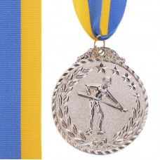 Медаль спортивна зі стрічкою PlayGame Більярд срібна, код: C-7017-S52_S