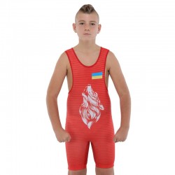 Трико для боротьби дитяче PlayGame Ukraine 7XS, червоний, код: JY-6606_7XSR Трико для боротьби дитяче PlayGame Ukraine 7XS, червоний, код: JY-6606_7XSR