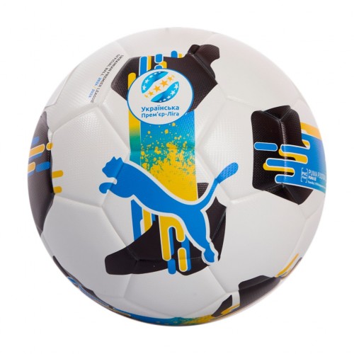 М"яч футбольний Puma Orbita UPL (FIFA Quality) №5, білий-чорний-жовтий-блакитний, код: 4067982253028