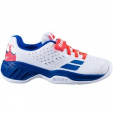 Кросівки для тенісу дитячі Babolat Pulsion all court kid white/dazling blue, розмір 31, білий-синій, код: 3324921767598