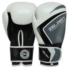 Рукавички боксерські шкіряні Zelart Contender 2.0 на липучці 10 унцій, білий-сірий, код: VL-8202_10WGR