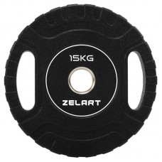 Блини диски CPU покриття 2 Handle металева втулка Zelart ø51мм, 15кг ,чорний, код: TA-3438-15