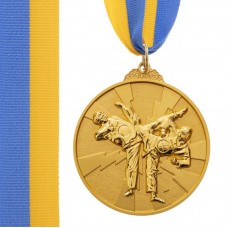Медаль спортивна зі стрічкою PlayGame Тхеквондо золота, код: C-7029_G