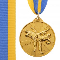 Медаль спортивна зі стрічкою PlayGame Тхеквондо золота, код: C-7029_G